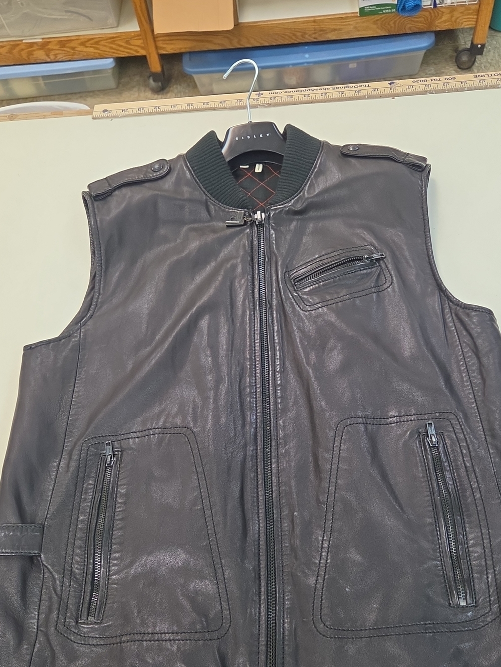Mens Leather Vest Quilted Inside